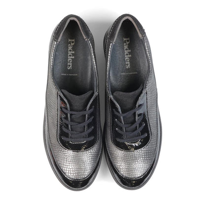 Padders Ladies Comfort 2E Fit ALFORD - Black Metallic Combi