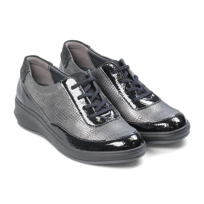 Padders Ladies Comfort 2E Fit ALFORD - Black Metallic Combi