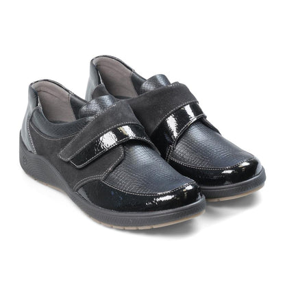 Padders Confort Femme Coupe 2E MALTBY - Suède Noir Combiné