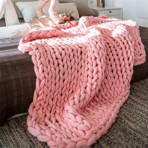 Chunky Knit Cotton Throw Blanket