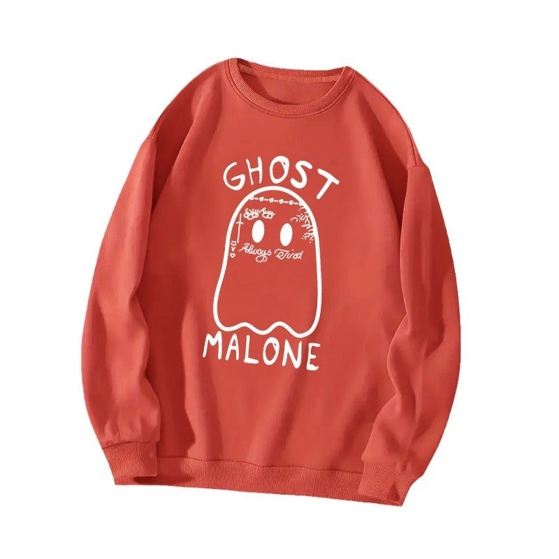 Velvet hoodie round neck letter print