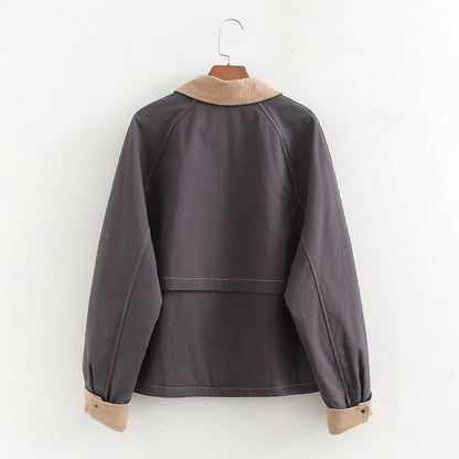 Splicing washed pocket embellishment thin jacket