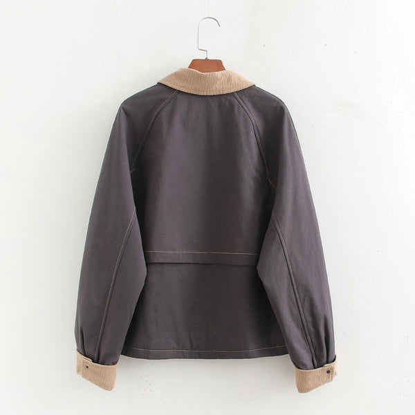 Splicing washed pocket embellishment thin jacket