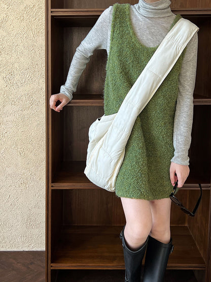 Layered Wool Knit Sweater Dress