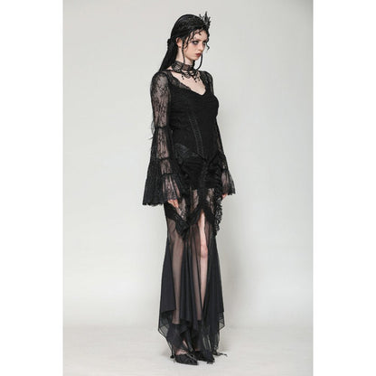 Haut Zuri gothique romantique en dentelle à manches cloche et poignets superposés Dark in Love