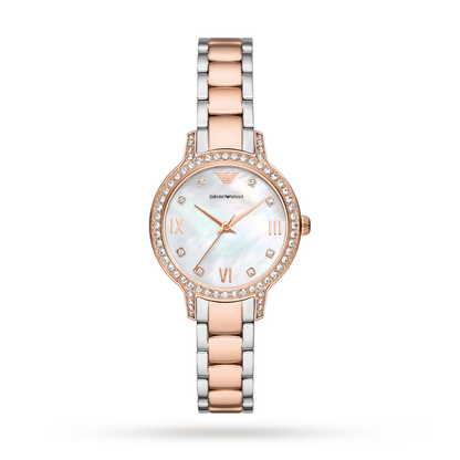 Emporio Armani Ladies Watch AR11499 - 32mm Cleo Rose Gold & Silver Crystal Dial