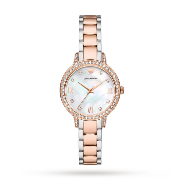 Emporio Armani Ladies Watch AR11499 - 32mm Cleo Rose Gold & Silver Crystal Dial