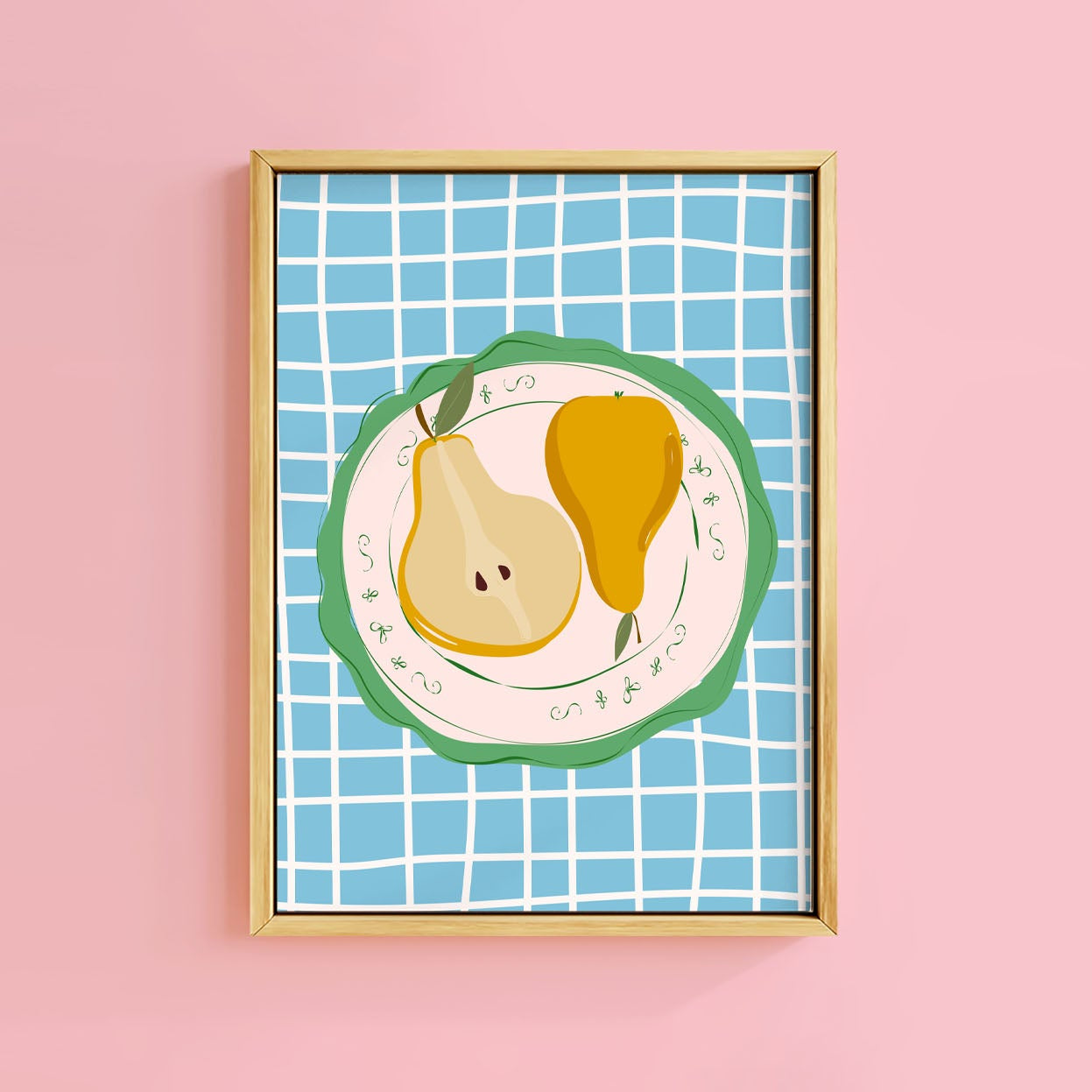 PEAR ON VINTAGE PLATE PRINT