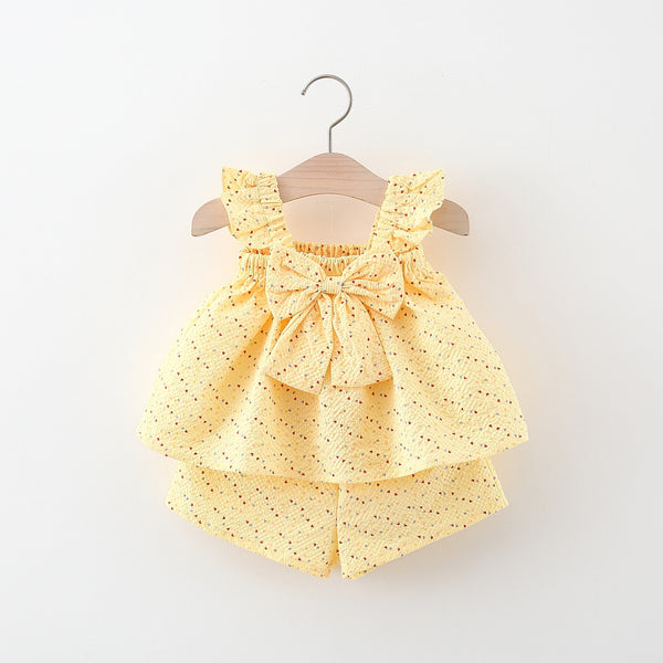 Bow-Detail Dress and Shorts Set