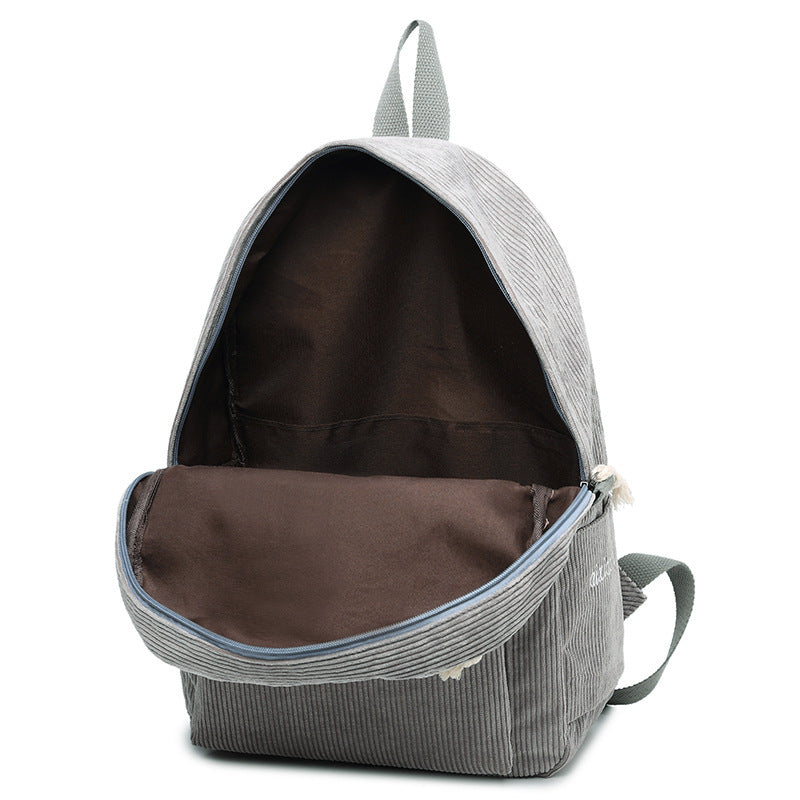 creazrise women fashion school bags mini thicken corduroy backpacks gray Corduroy Backpack - Solid Color Fashion Daypack