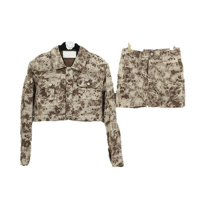 autumn new jacket with high waisted shorts set