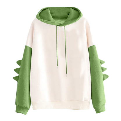 Cartoon dinosaur contrasting Korean version hoodies