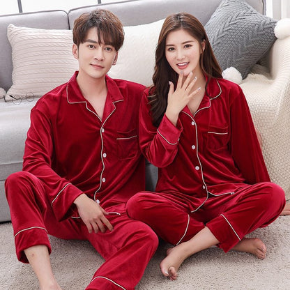 Warm Velvet Long Sleeve Pyjamas Set