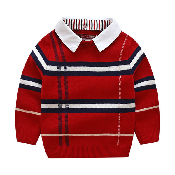 Childrens plaid jacquard sweater
