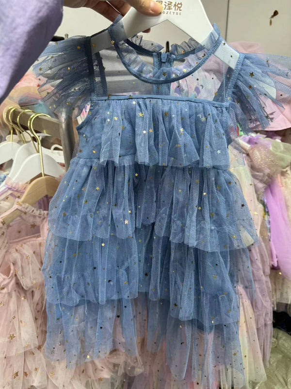 Girls' Dress Fairy Dress Star Sequins Cake