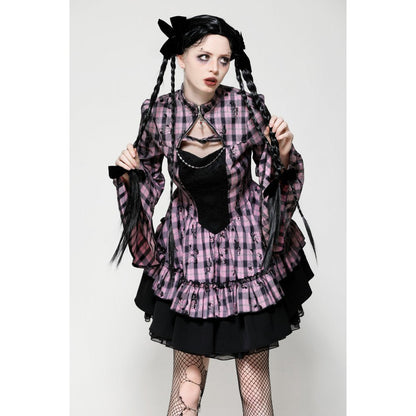 Dark in Love Ellery Big Pink Butterfly Doll Bell-Sleeve Dress