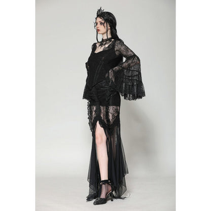 Haut Zuri gothique romantique en dentelle à manches cloche et poignets superposés Dark in Love