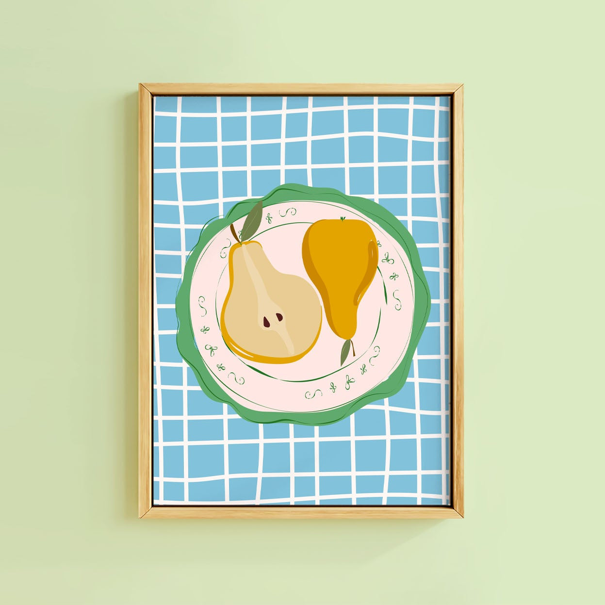 PEAR ON VINTAGE PLATE PRINT