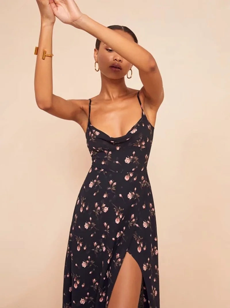 Printed suspender dress