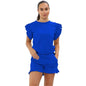 Ensemble Haut à Manches Volants Peplum & Short pour Femme – Tenue de Survêtement Décontractée 2 Pièces