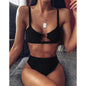 Maillots de bain explosions dames maillot de bain fendu bikini noir découpé