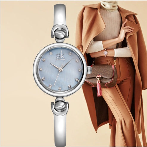 Shengke Rhinestone SK Steel Quartz Watch
