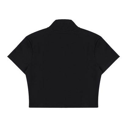 Women's Cropped Full Zip Short Sleeve T-Shirt 220GSM