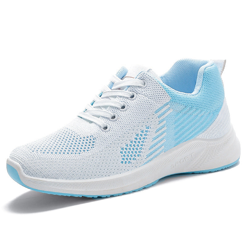 Chaussures de sport respirantes pour femmes à lacets tissées volantes et à la mode