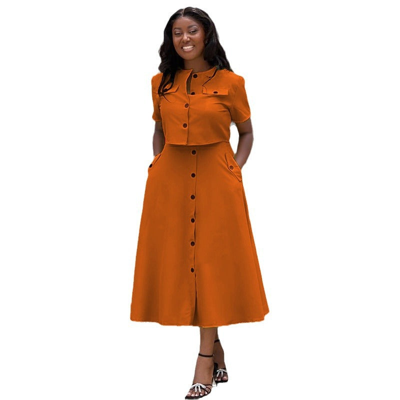 high waisted breasted skirt set
