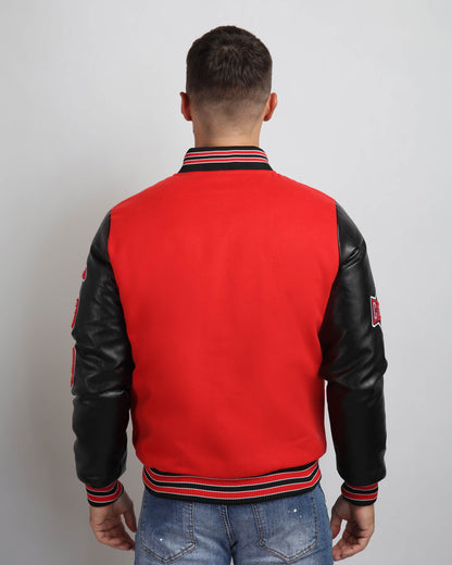 Blouson aviateur de baseball à manches contrastantes