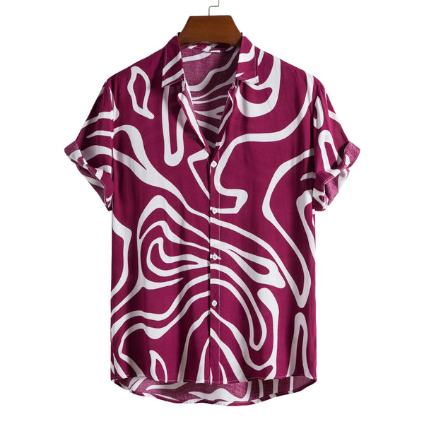 Printed Casual Men's Short-sleeved Shirt Lapel