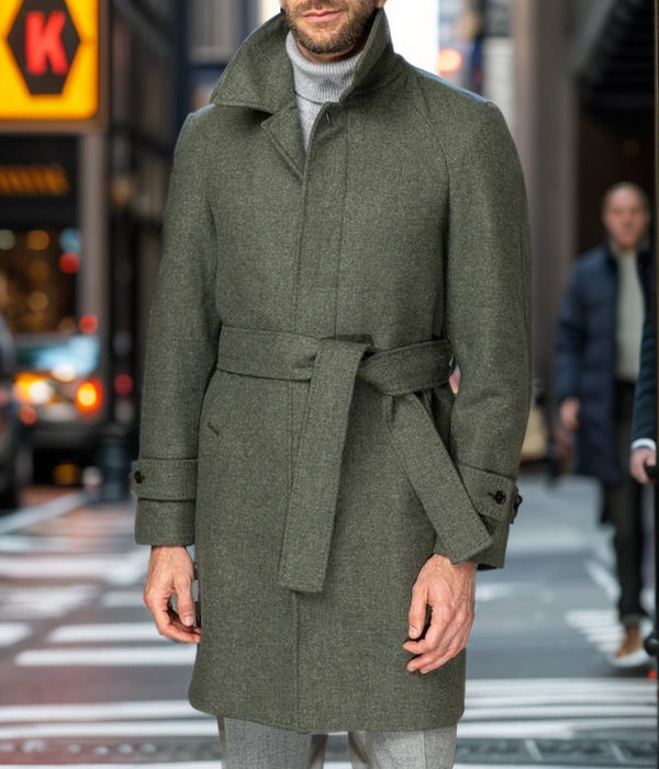 Manteau en laine à manches raglan pour homme