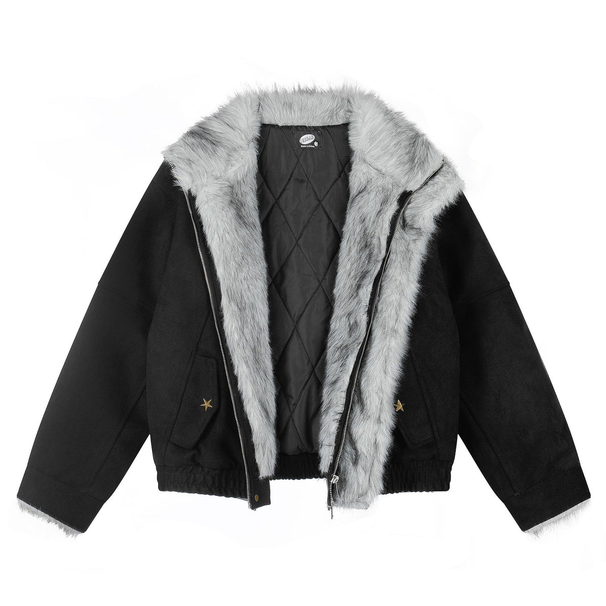 Women's Suede Faux Fur Collar Short Jacket