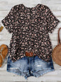 European And American Women's V-neck Short-sleeve Green Floral Casual