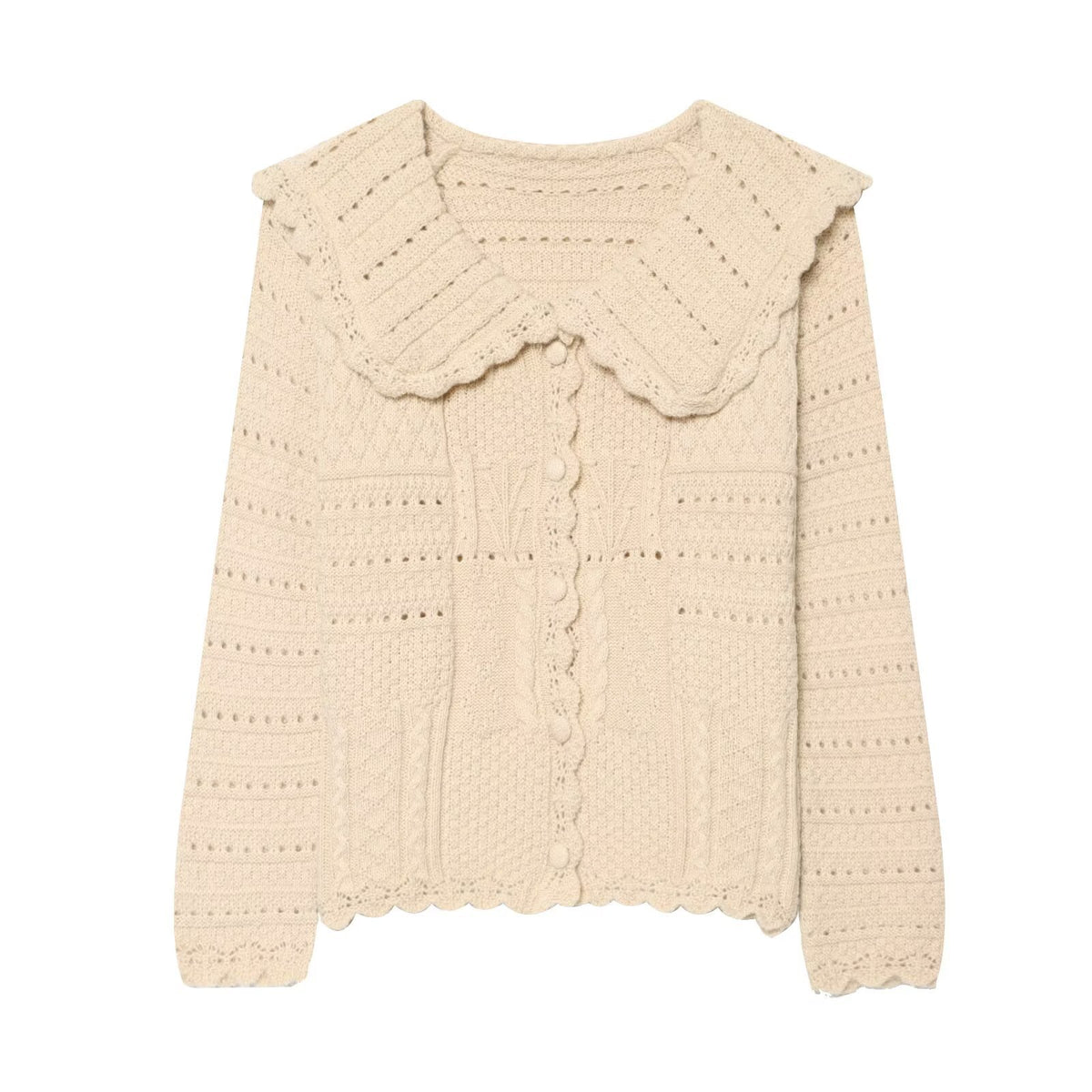 wave collar knitted sweater
