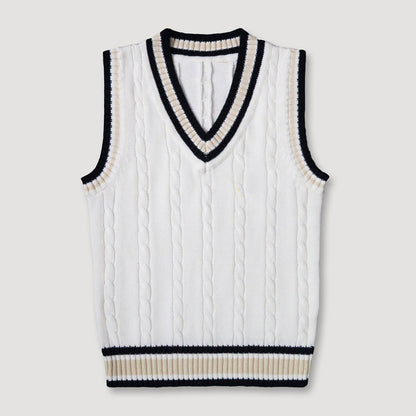 Thick V-neck Pullover Woolen Student Sleeveless School Uniform Sweater Vest