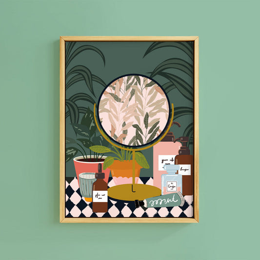 TROPICAL BOTANICAL MIRROR PRINT