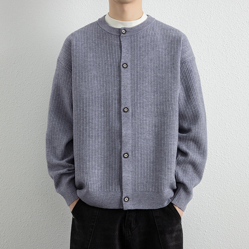Men's Round Neck Cardigan Sweater