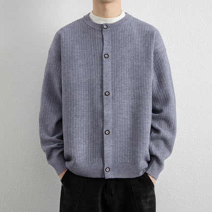 Men's Round Neck Cardigan Sweater