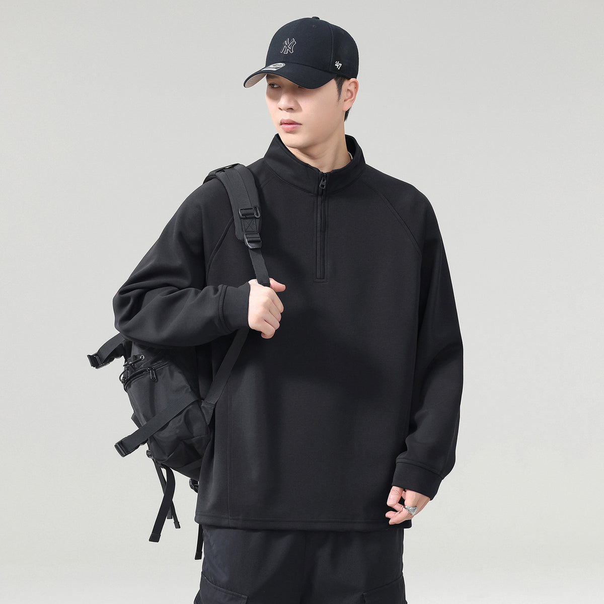 Stand Collar Casual Relaxed Men's Sweatshirt