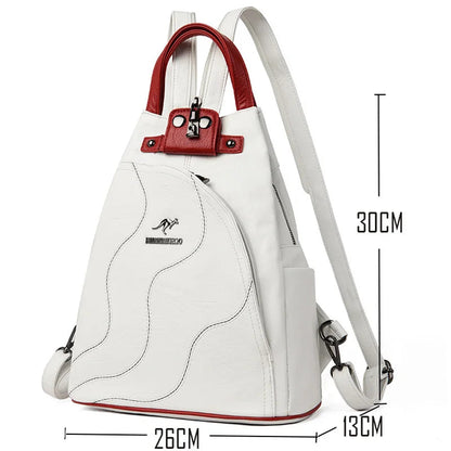 Sacs à dos en cuir pour femmes, sacs de poitrine zippés pour femmes, sac à dos de voyage, sacs à dos pour dames, mochilas, sacs d'école pour adolescentes, sac à dos