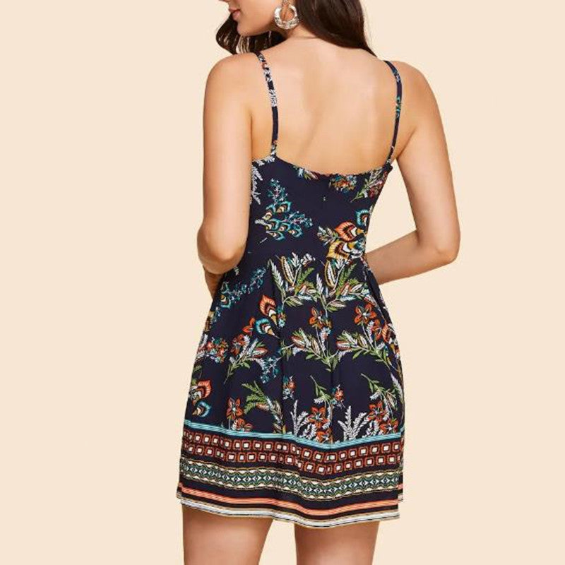 Printed suspender skirt