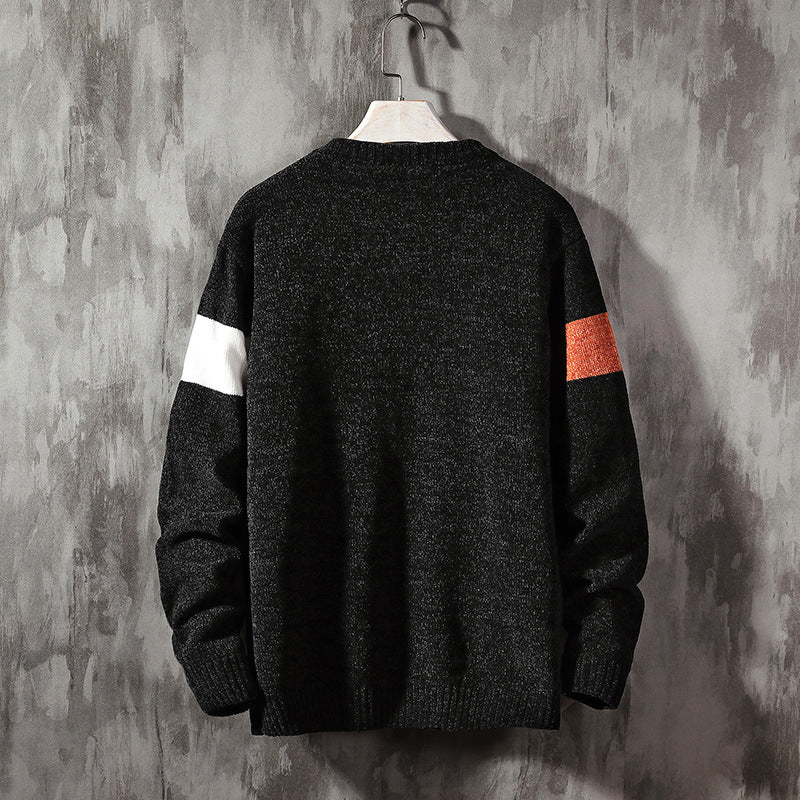 Mens Loose-colored pullover sweater