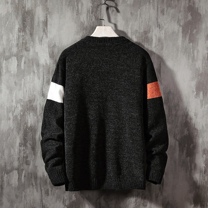Mens Loose-colored pullover sweater