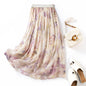 Silk Skirt Women Spring Summer High Waist Slim Fit A-Line Flowy Long Skirt Mulberry Silk Printed Maxi Skirt