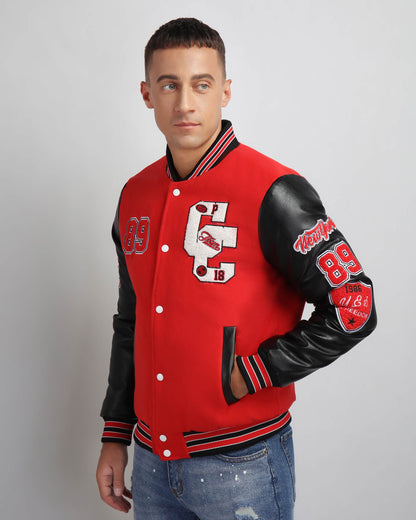 Blouson aviateur de baseball à manches contrastantes