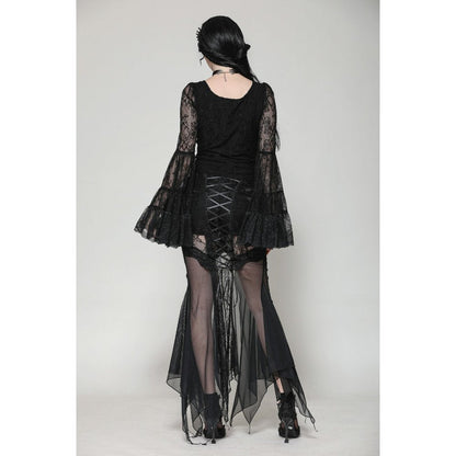 Haut Zuri gothique romantique en dentelle à manches cloche et poignets superposés Dark in Love
