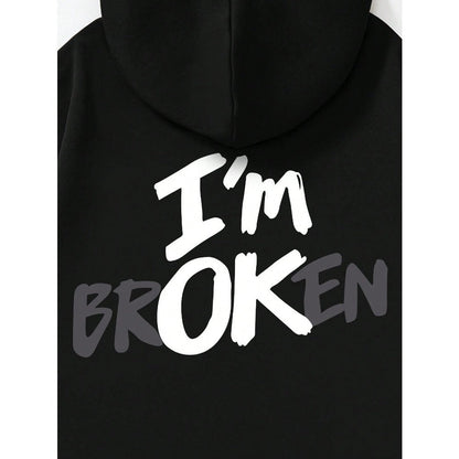 "I’m OK" Graphic Hoodie – European Size | Men’s Hip Hop Streetwear Pullover