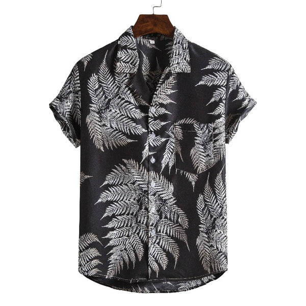 Men's Printed Short-Sleeve Beach Shirt