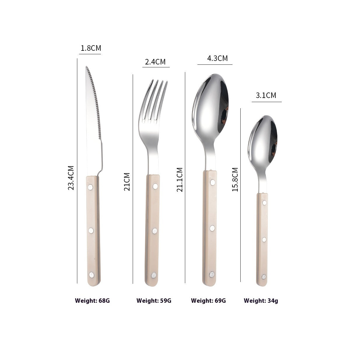 Stainless Steel Tableware Clip Handle Hotel Western Dinner Set